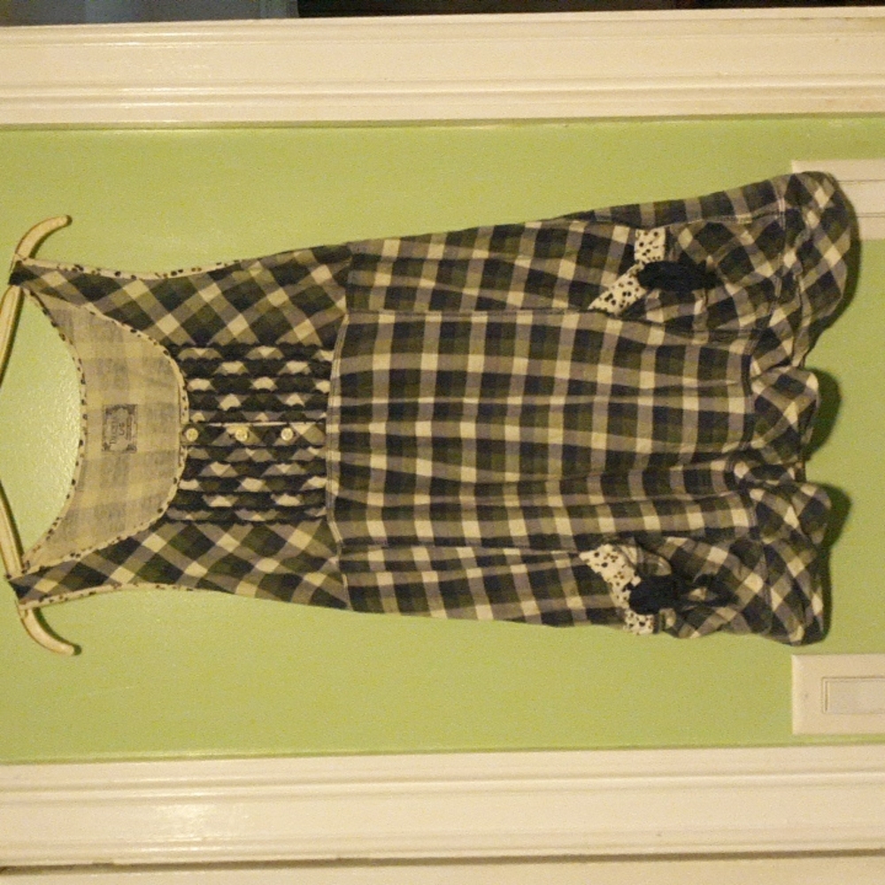 Decree brand plaid long tank top with pockets,  size lg